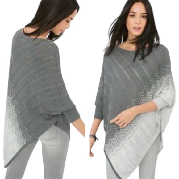 White House Black Market Tops - #16 White House Black Market Sparkly Silver-Gray Batwing Sleeve Handkerchief Top